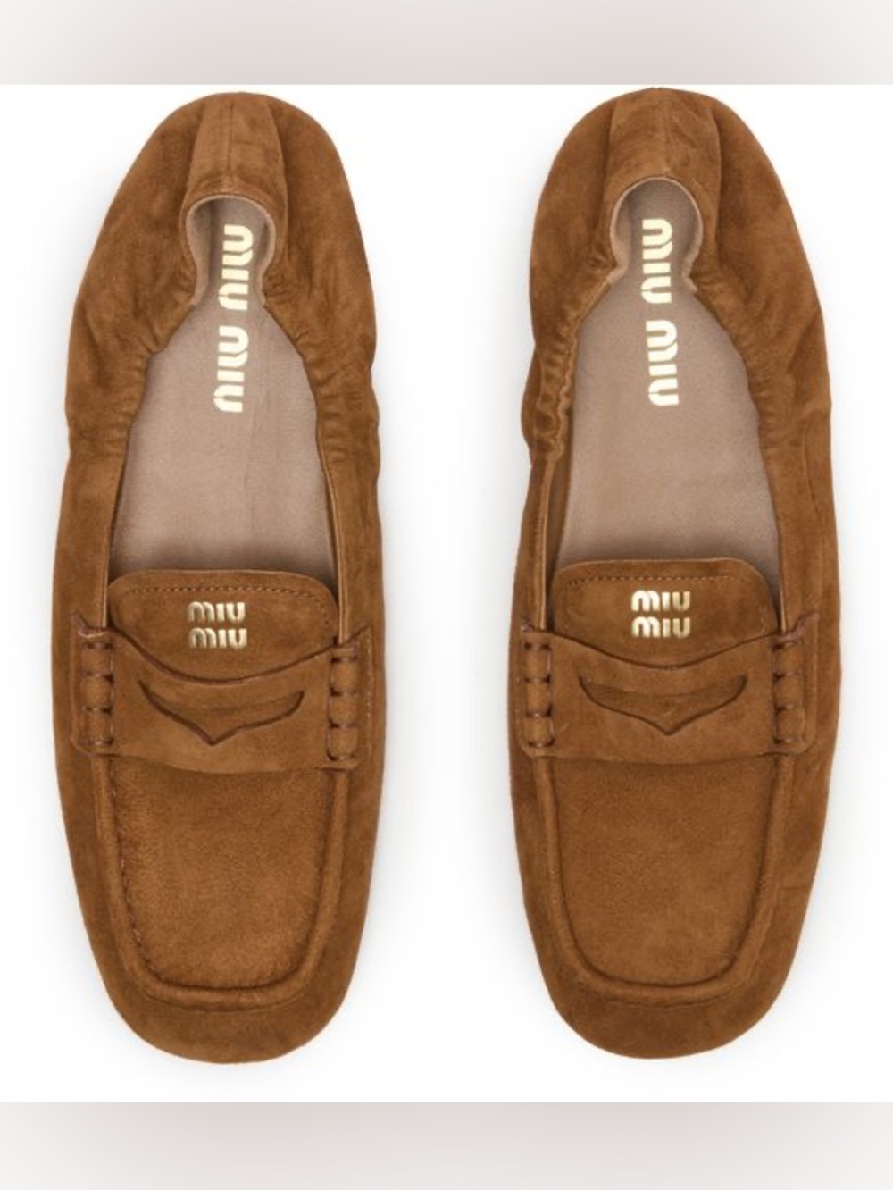 Miu Miu Convertible Suede Penny Loafers in Rovere Brown NWOB
